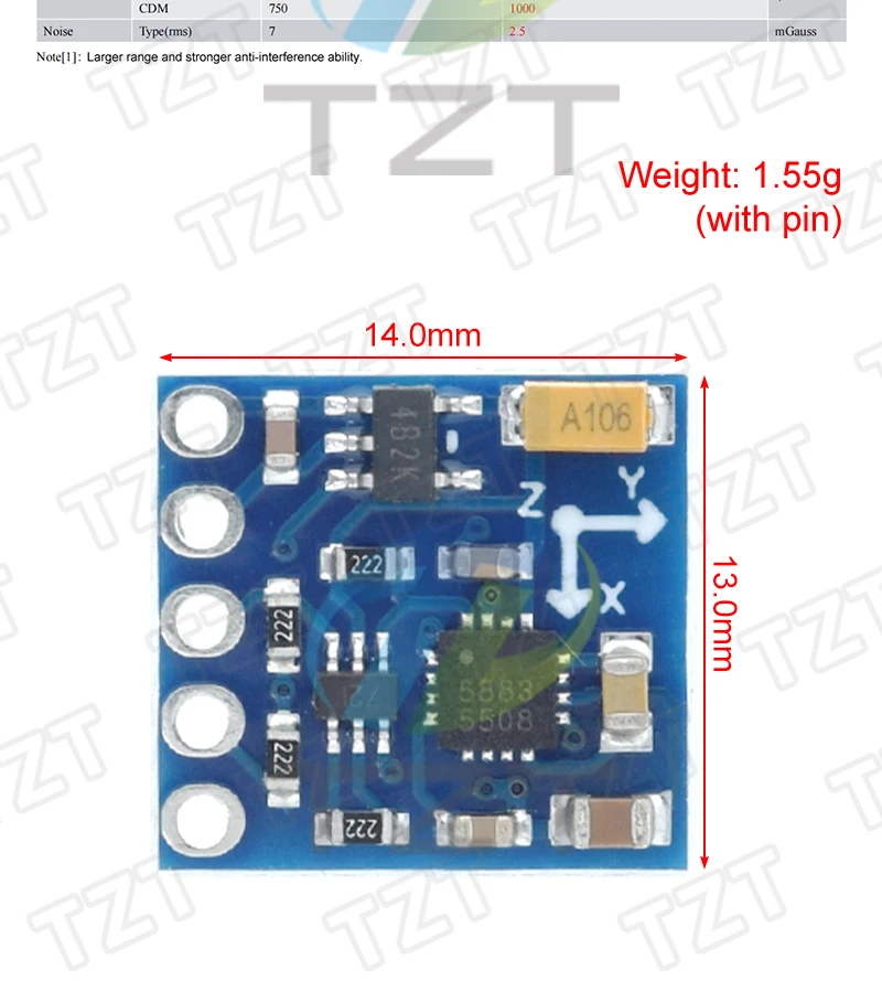 MPU-6050 MPU-9250 BMI160 LSM303DLHC L3G4200D QMC5883L ADXL335 LIS3DSH 3-, 6- und 9-Achsen-Sensor für Lagebestimmung +Gyroskop +Beschleunigungsmesser +Magnetometer – Detail 4