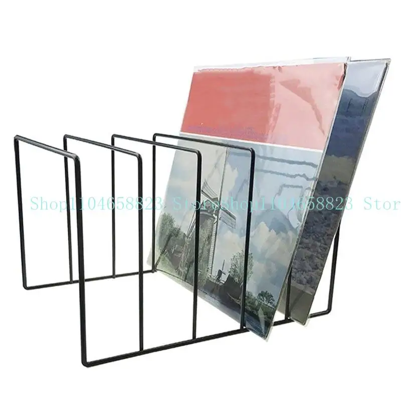 652F تخزين الحديد المعدني ل Record Rack Book Magzine Holder Desk Record Shelforgan