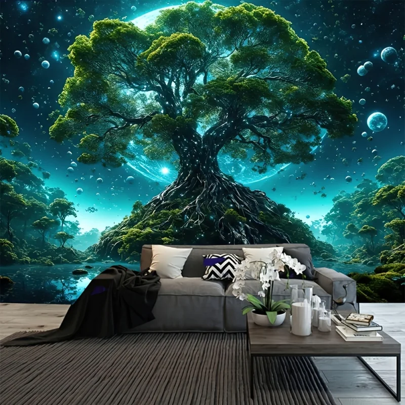 Enchanting Tree of Life Tapestry Wall Decoration Polyester Fiber Wall Hanging for Living Room, Bedroom or Office