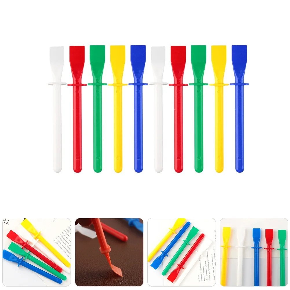 10pcs Colored Glue Smear Sticks 11cm PP Handheld Spatula Craft Tools for PU Felt Wood Paper Cardboard