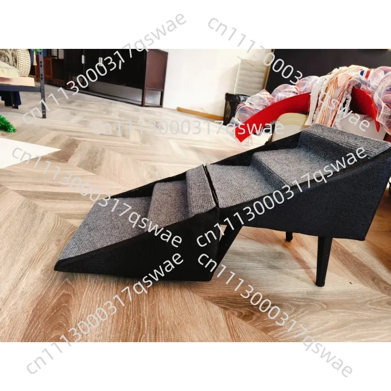 Foldable Wooden Pet Stairs and Stool 2 in 1, Dog Steps and Ramp for Small Dogs, Multifunctional Pet Ladder and Footstool