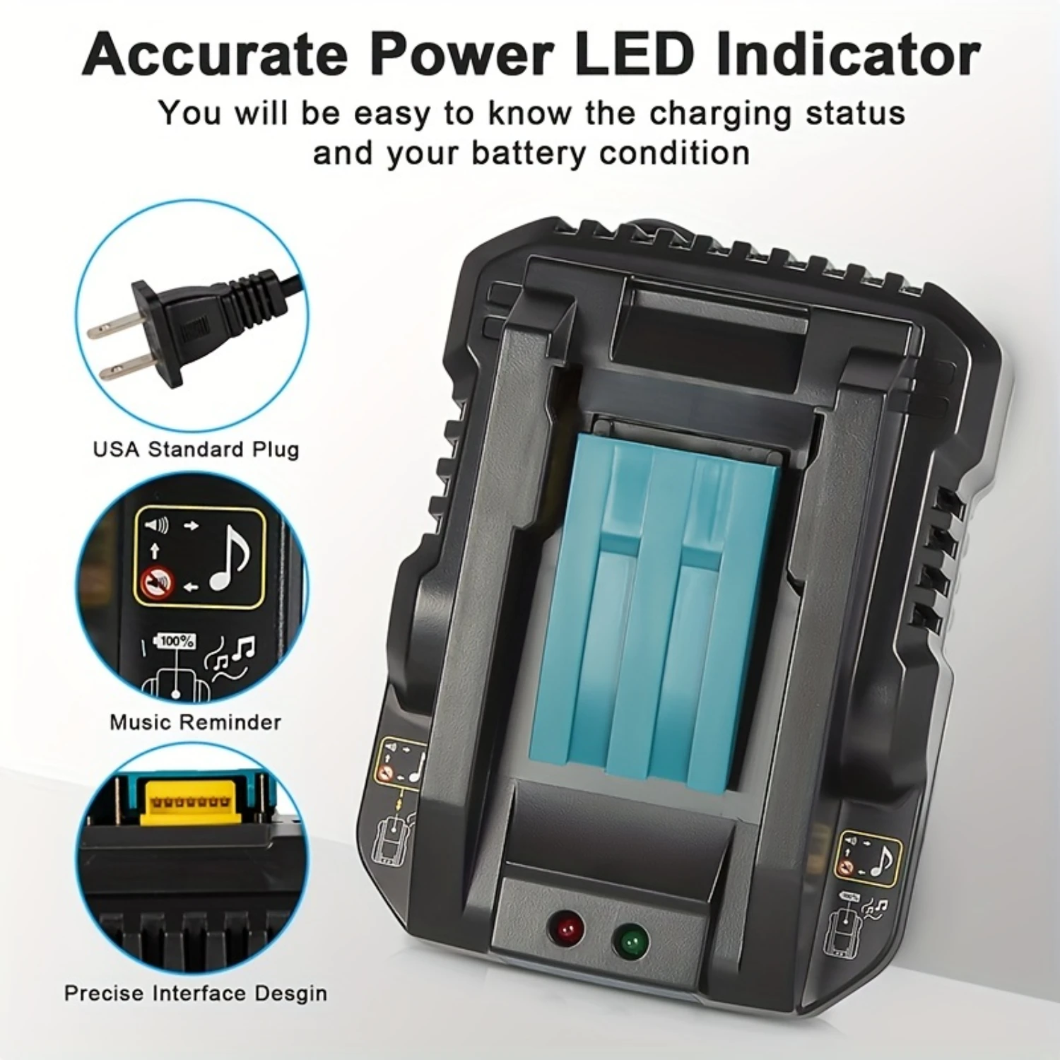 Universal T-Type Double Pulse Power Tools Charger for DC18RC - Compact, Portable, Efficient Charging Solution