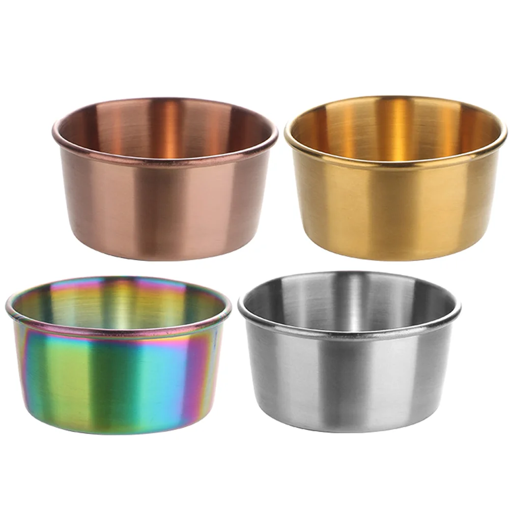 

Sauce Plate Dip Cups Metal Dipping Dishes Stainless Small Bowl Sushi Bowls Soy Steel Seasoning