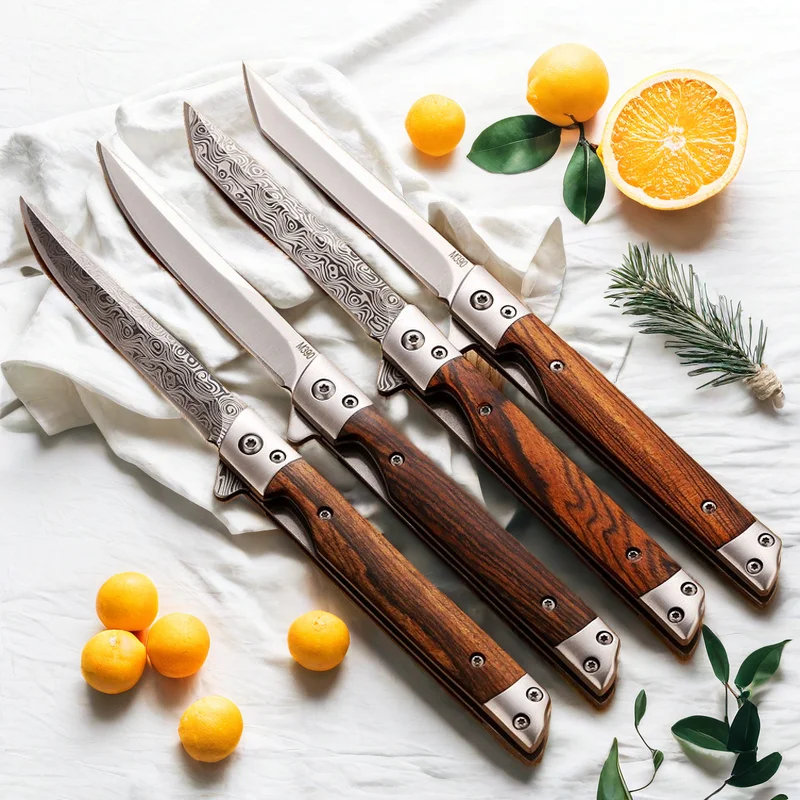 4 Pcs Set High Quality Fruit Knife Portable Pattern Steel Offce Knife Hand High Hardness Blade Meat Knife With Cover knife Steak