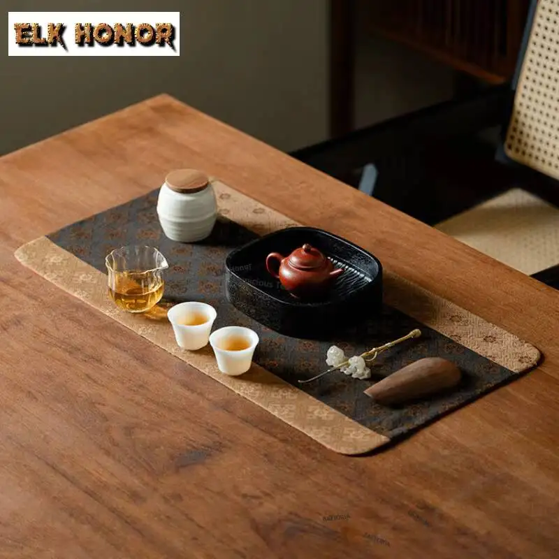 ZAEYORIA Chinese Xiangyun Yarn Waterproof Tea Table Mats Handmade Drink Coaster Dinner Table Cloth Mat Tea Ceremony Ornaments