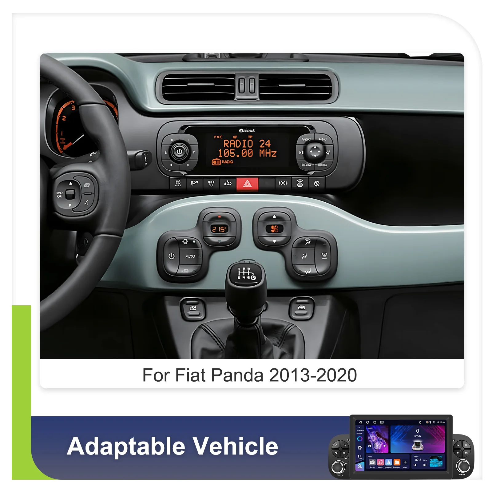 Podofo 7 Zoll Autoradio 2 DIN 4+64G Android Auto-Multimedia-Player für Fiat Panda 2013-2020 Kabelloses Carplay Auto-Audio Android Auto MirrorLink 4G GPS WIFI – Detail 27