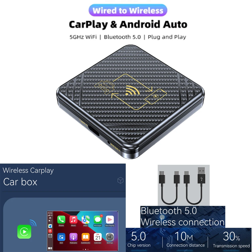 

Wired to Wireless Carplay For Apple/USB A/Type-C Dongle Wireless CarPlay Adapter Plug And Play USB Connection Auto Car Adapter