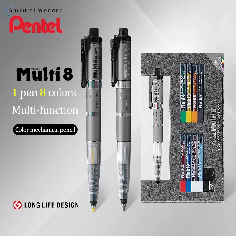 Pentel Multi8+ Module Multifunctional Pen PH802/PH803 Colored Ballpoint Pen Colored Mechanical Pencil Painting Hand-drawing