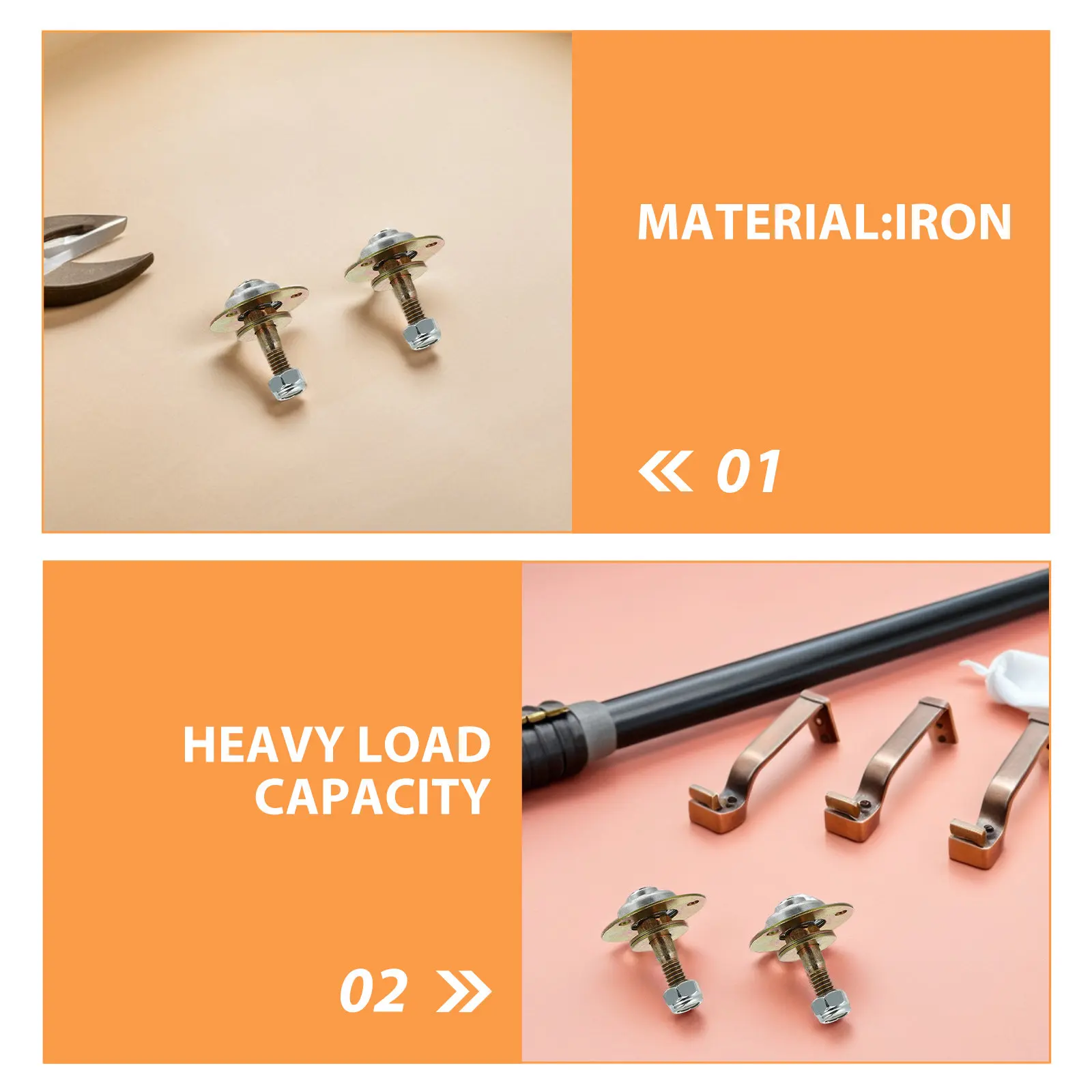6Pcs Iron Plated Rocking Chair Bearings M8x55mm Glider Rocker Chair Hardware Replacement Repair Accessories Glider Bearings