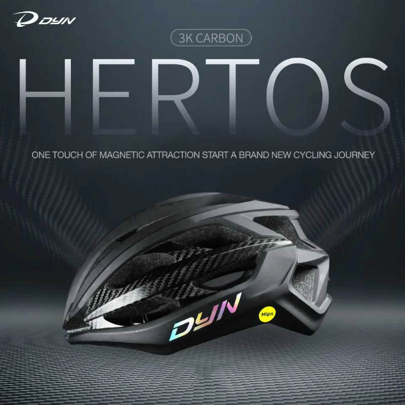 DYN HERTOS Road Cycling Helmet Mountain Bike Ultralight Safely Cap Men Women 52-60cm 3K Carbon Fiber MIPS System Bicycle Helmet