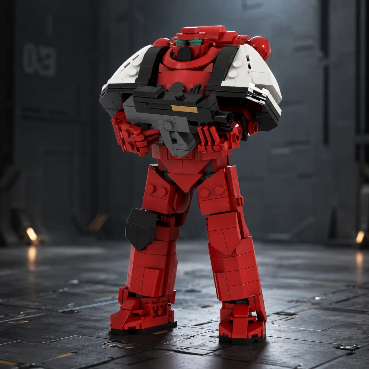 

Crimson Raven Space Soldier Bricks, MOC Interstellar Knight Mecha Model, DIY Construction Set, Galactic Warrior Decor