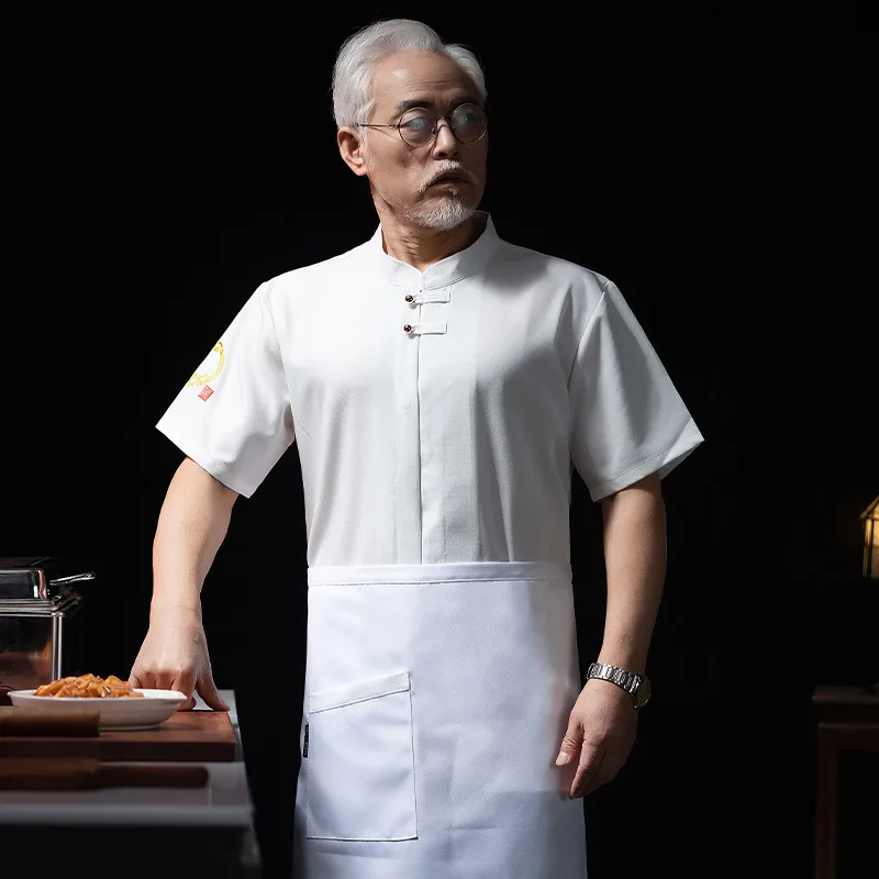 호텔 레스토랑 주방 작업복 반팔 셰프 재킷 베이커리 제과 셰프 여름 흰색 주방 코트