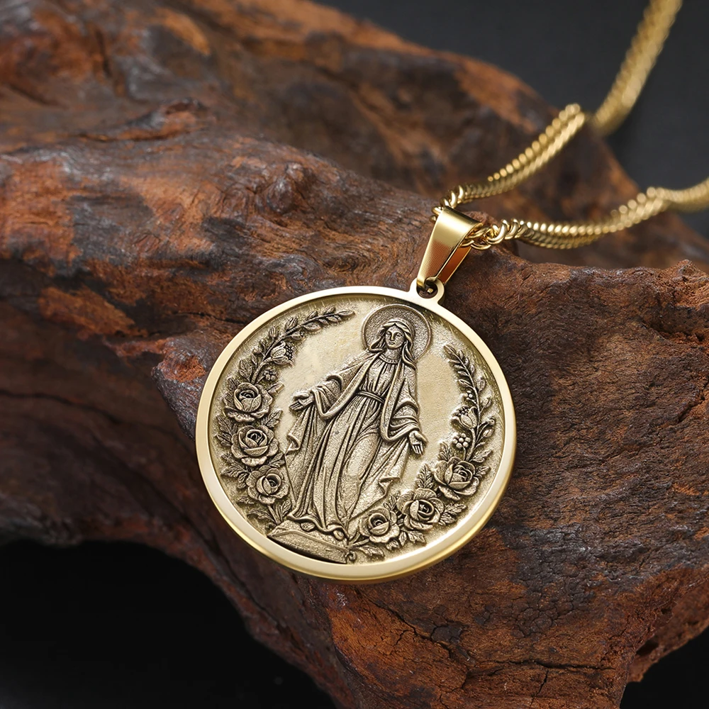 Customized Relief Carved Pendant Necklace Metal Brass Embossed Necklace Personalized Photo Custom Jewelry