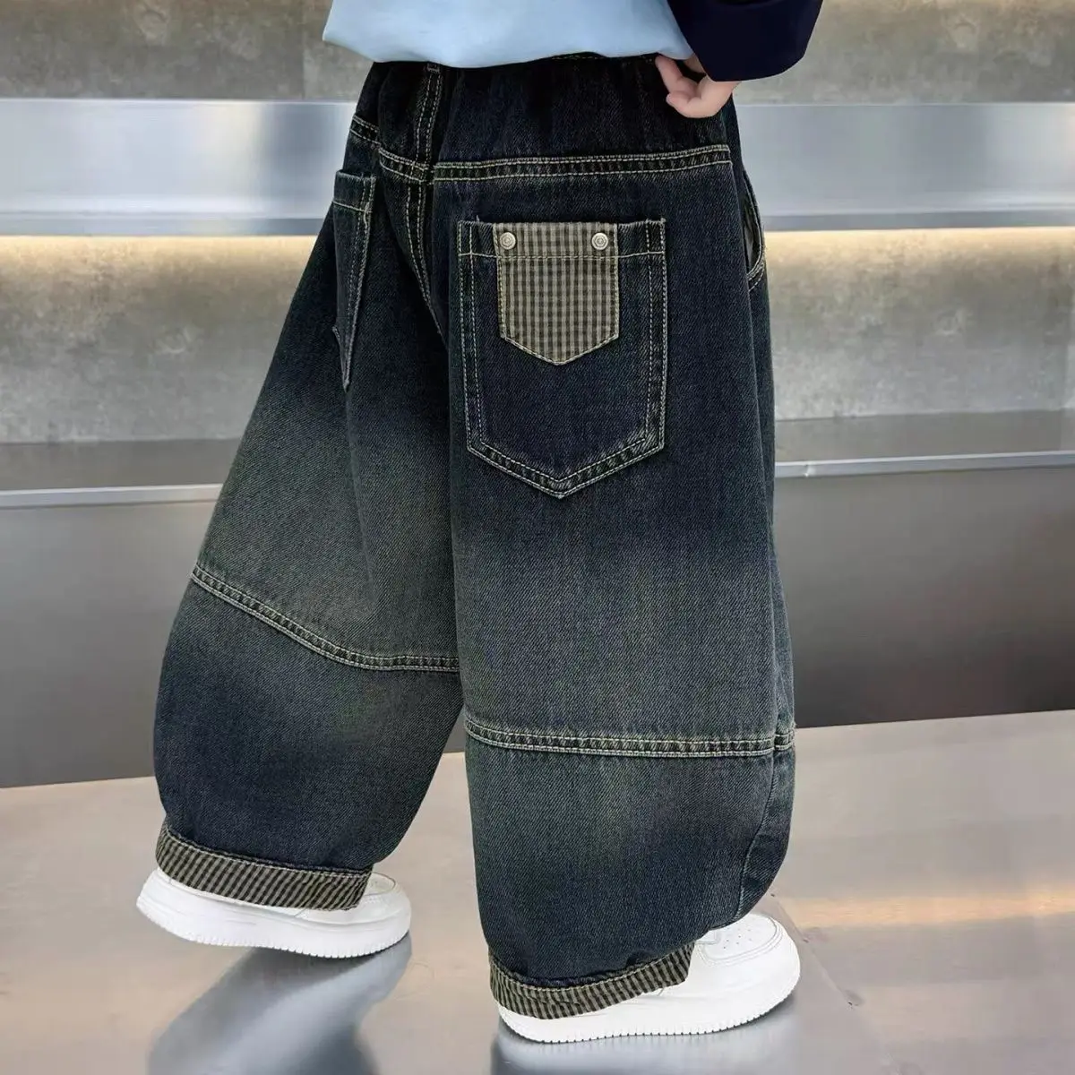 Boys Loose Denim Jeans Korean Style Casual Pants Spring Autumn 2026 New Cool Fashion Kids Trousers