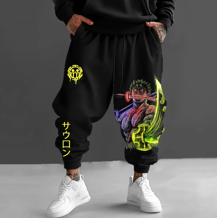 Długie spodnie z nadrukiem postaci z One Piece są wygodne i luźne. Długie spodnie z polaru na jesień i zimę są sportowe i codzienne.