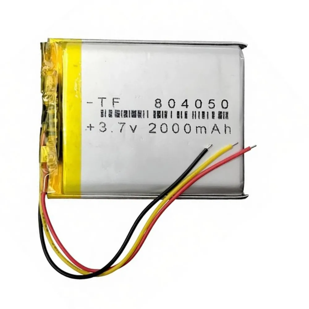 804050 2000mAh 3.7V With 3 Wires Lithium Polymer Rechargeable Battery for Massager Medical Equipment Car Air Filter Loudspeaker