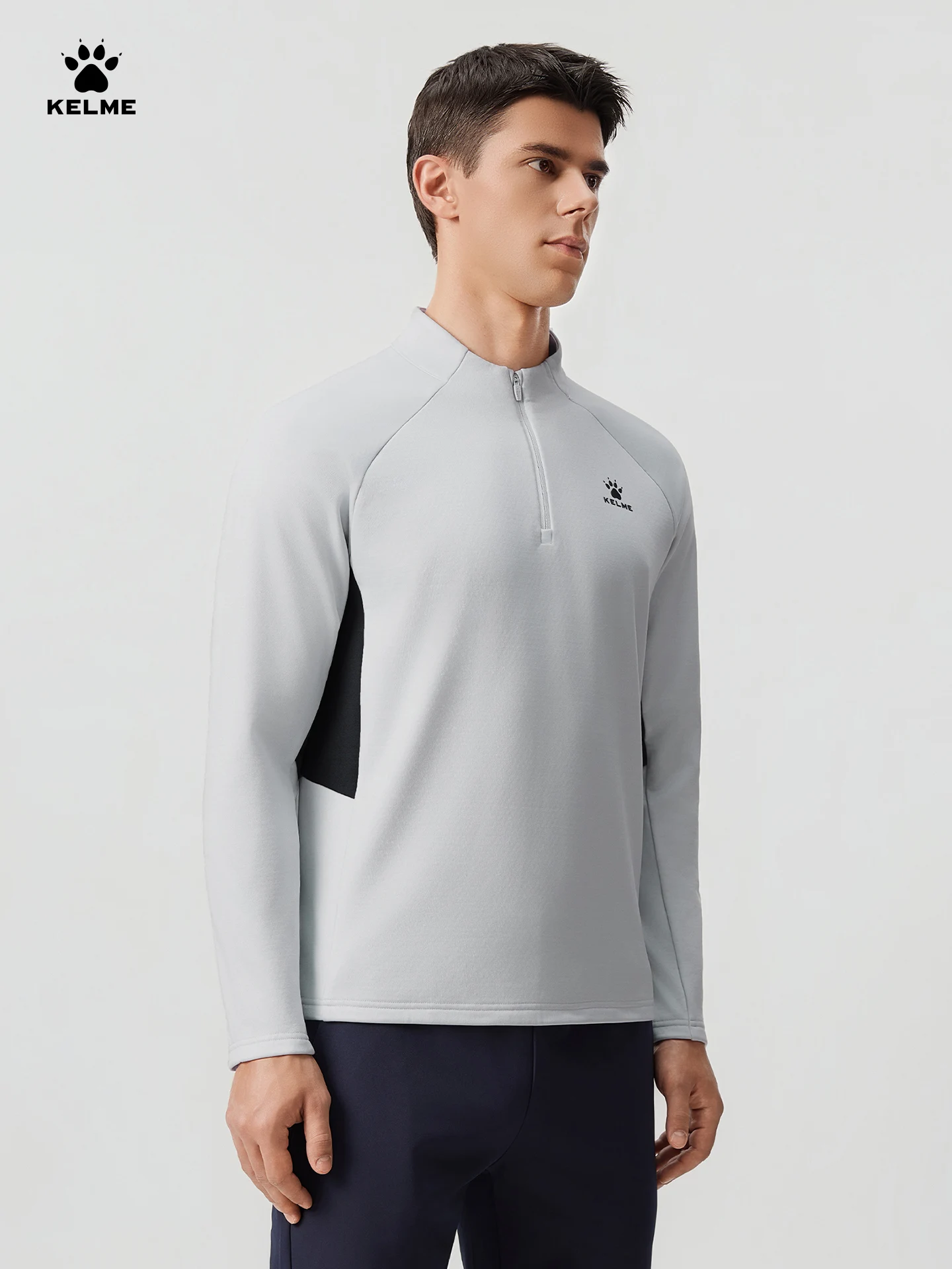 

Kelme тренировочная рубашка с полумолнией, мужская футбольная спортивная толстовка с капюшоном, осень/зима, теплый воротник-стойка, ветрозащитный длинный рукав