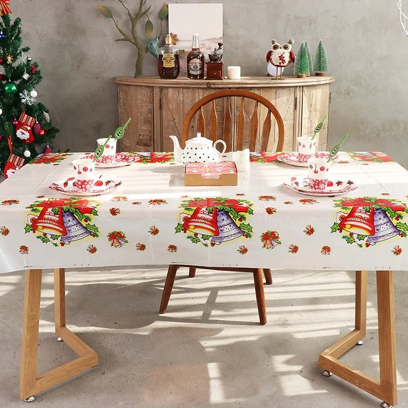 

1Pc 108x180cm Disposable Christmas Tablecloth Waterproof Oil Resistant Coffee Table Cover Xmas Party Decoration Table Cloth