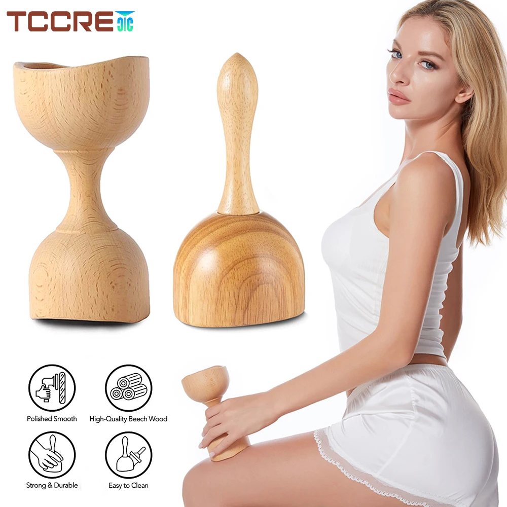 Wooden Massage Tool for Waist Thigh Body, Multi-Functional for Cellulite Reduction and Muscle Tension, Natural Massager