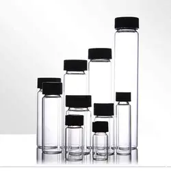 Flcopropriété d'échantillon de réactif en verre transparent de laboratoire, bouteille à vis, expérience chimique, 2ml-100ml