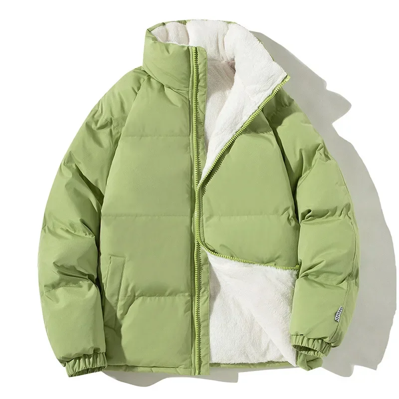 Chaqueta gruesa y cálida para hombre, abrigos de invierno lisos y sueltos, Parkas acolchadas de lana con cuello levantado para hombre, prendas de vestir exteriores Harajuku 2023