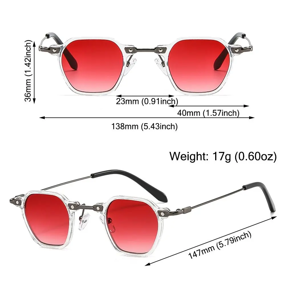 Small Polygon Frame Punk Sunglasses Vintage Avant Garde Small Sun Glasses Ocean Color Eyewear for Women & Men