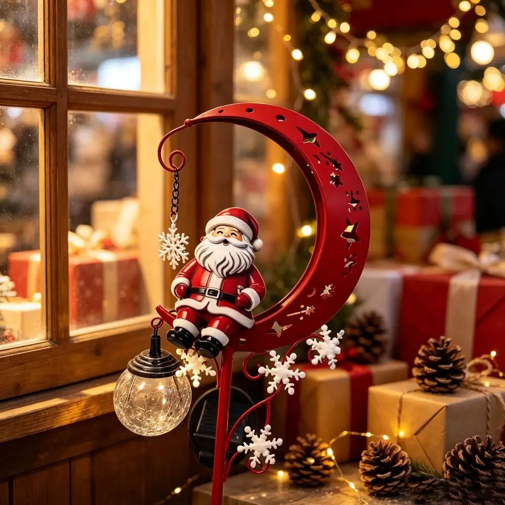 Waterproof Christmas Moon Solar Stake Light Solar Powered Santa Claus Xmas Garden Stake Lamp LED Glowing Snowman