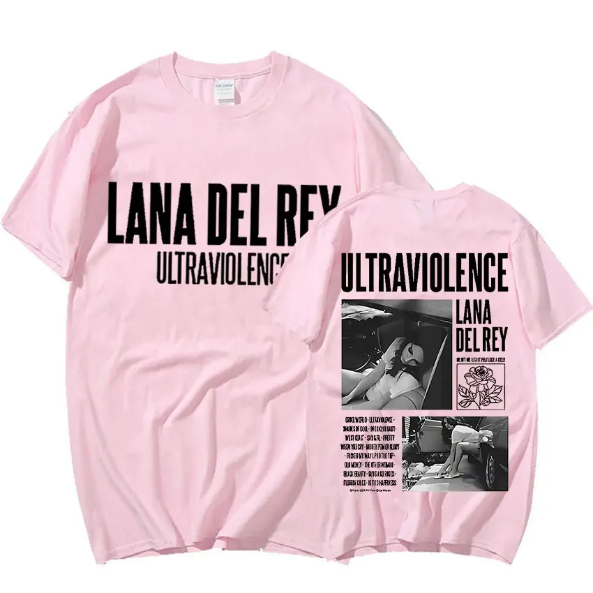 Singer Lana Del Rey 2023 Double Sided Graphic T Shirts Men Women Hip Hop Retro T-shirt Summer Cotton Oversized Tshirt Streetwear