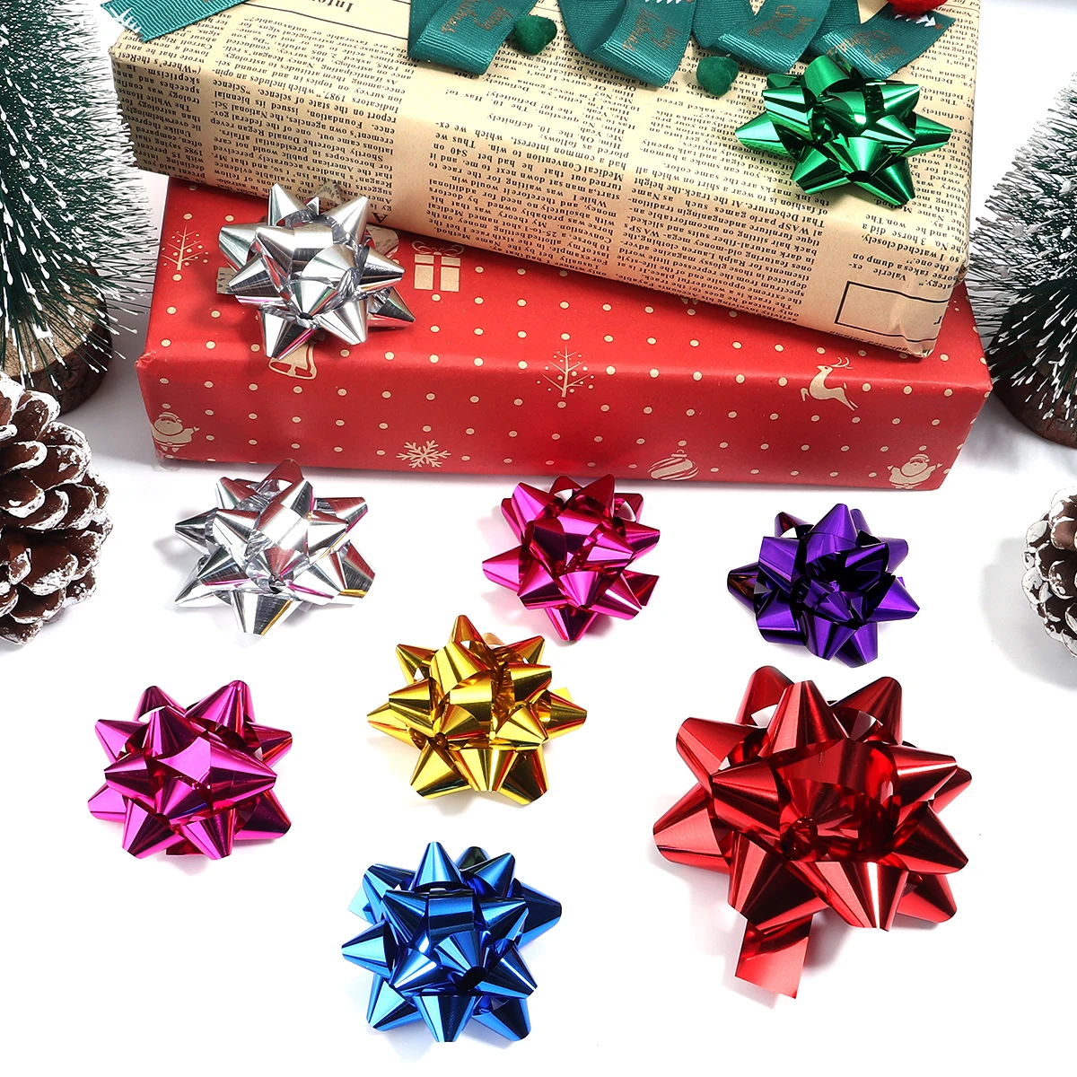 10-20Pcs/Lot Small Star Bows for Present Wrapping Multi Colors Christmas Ribbon Bows for Parties Birthdays Wedding Holidays image 5