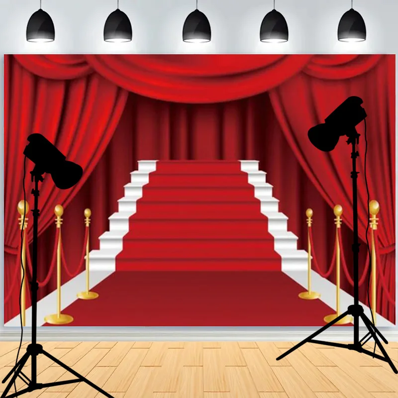 

Theater Stage Photography Backdrops Classic Velvet Red Curtains Background Business Speech Birthday Party Photo Props TW-02