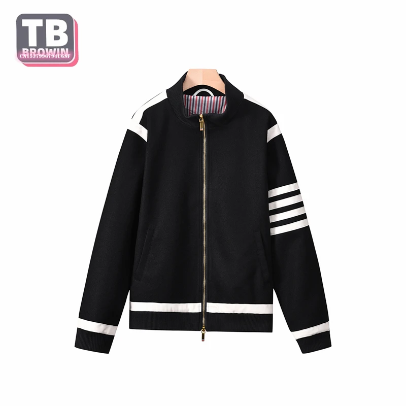 TB Flagship-Store Brand men\'s women\'s baseball uniforms stand-up collar striped long-sleeved raglan sleeves jacket