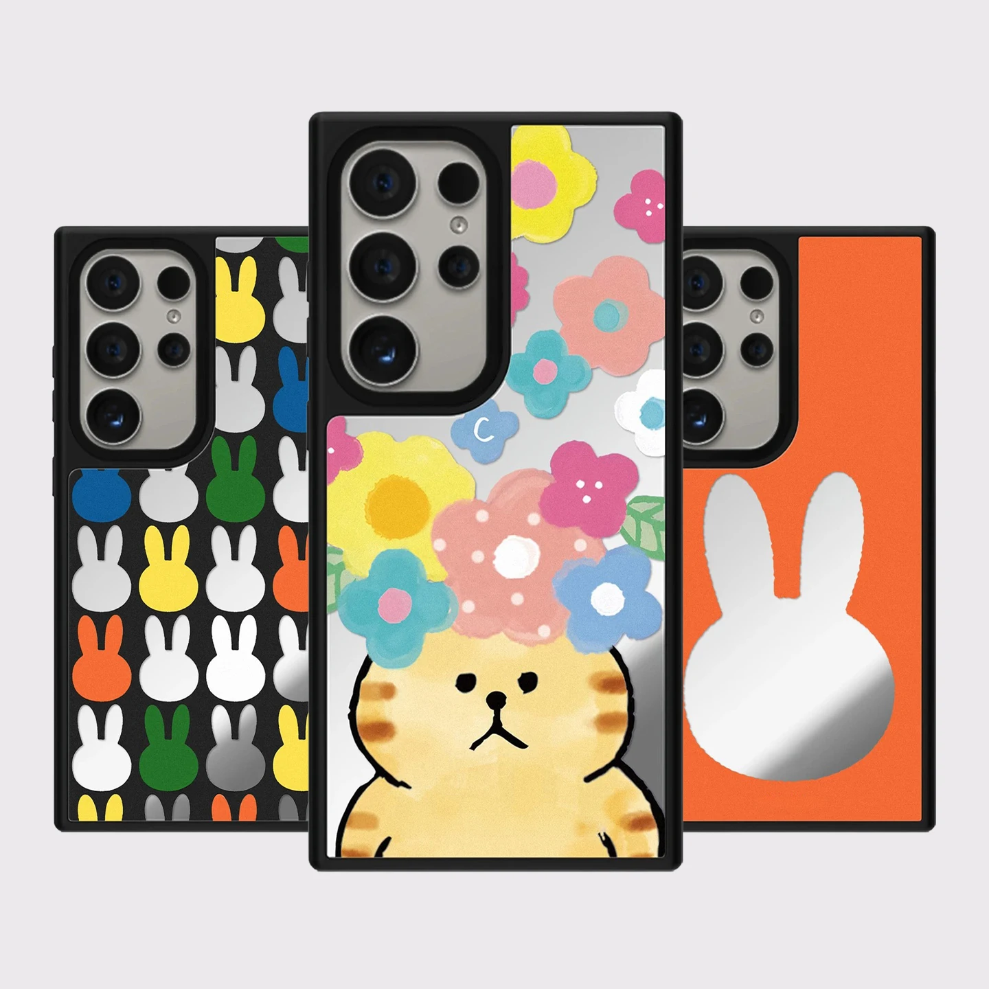 Rabbit Tiger Multicolor Pattern Mirror Surface Magnetic Phon