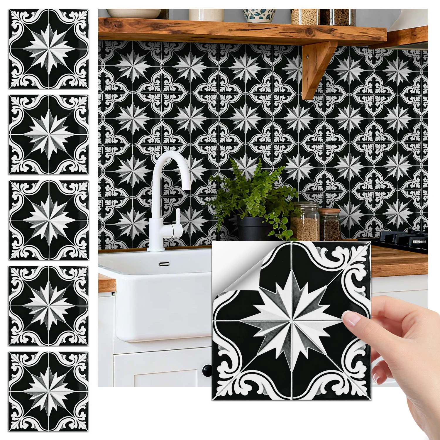 

36 floral pattern kitchen and bathroom tile stickers, self-adhesive wall decoration, home decoration wall stickers