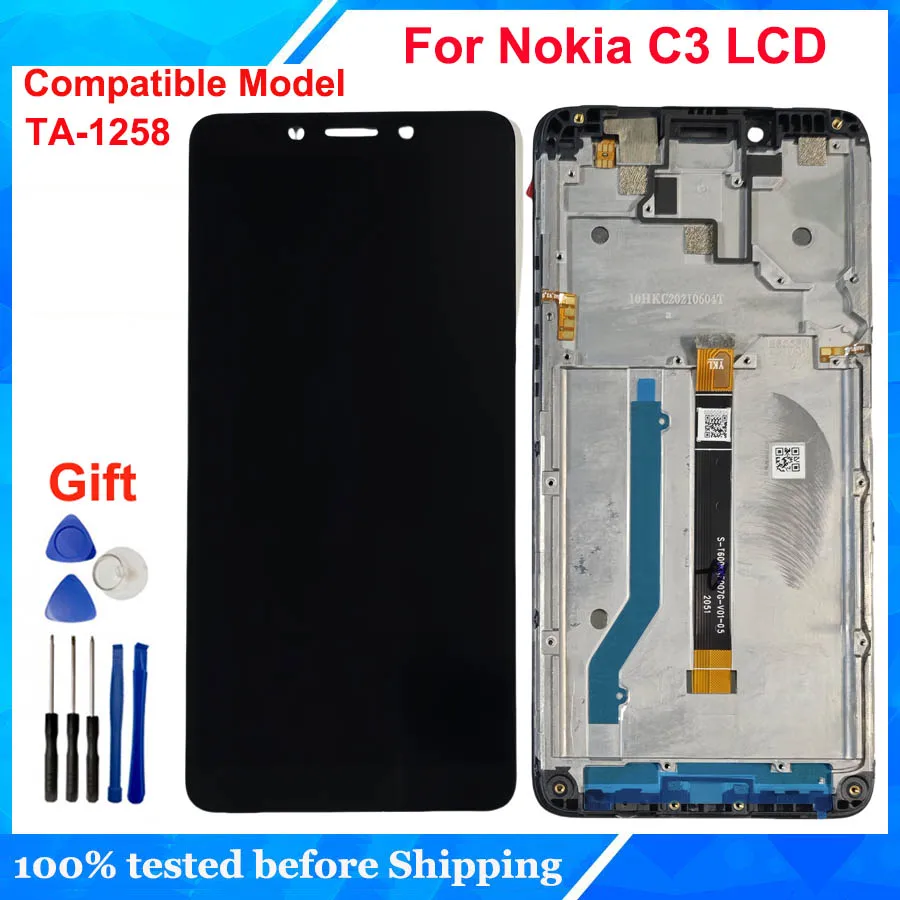 TA-1258 substituição da tela de toque digitador assembléia para nokia c3 telefone lcd quadro painel display acessório