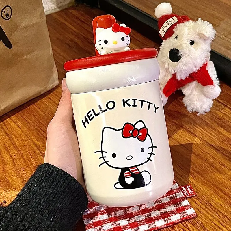 

Hello Kitty аниме Kawaii MINISO Ins модная легкая чашка для кофе и молока 2025 милый мультяшный термос соломенная бутылка подарки для детей