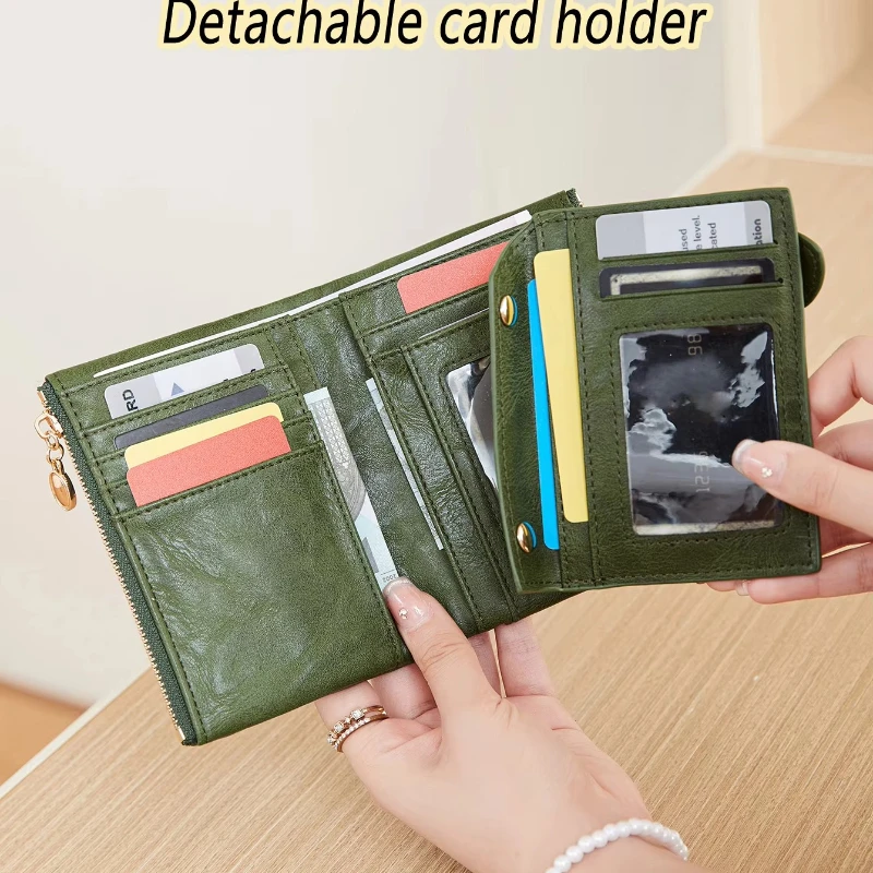Minimalist Women's Wallet Short Three Layer Large Capacity Double Zipper Card Holder ID Card Credit Bank Card Holder Money Bag