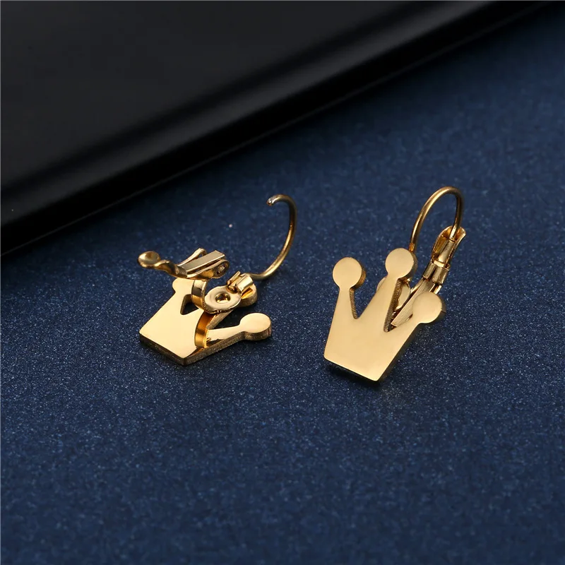 Fashion Simple Crown Star Heart Earrings Stainless Steel Punk Hiphop Geometric Stud Ear Jewelry Party Gifts For Women Girls image 2