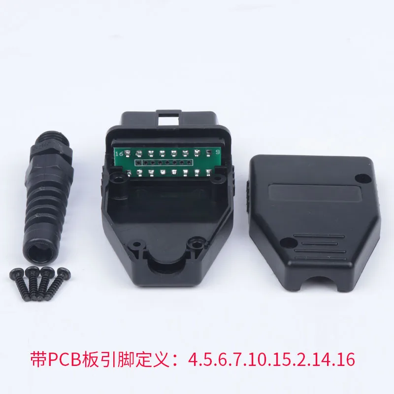 OBD2 16Pin Male Connector Kit,OBD Shell Plug Assembly with Strain Relief SR & Screws for Car Diagnostic Interface,3 Set Included