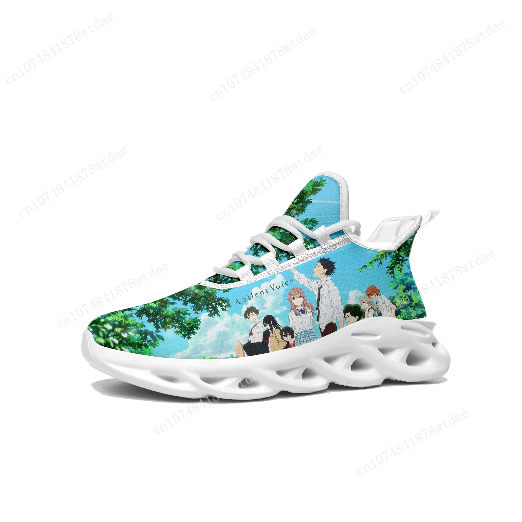 A Silent Voice Flats Sneakers Men Women Teenager Sports Running Shoes High Quality Japanese Cartoon Custom Lace Up Mesh Footwear