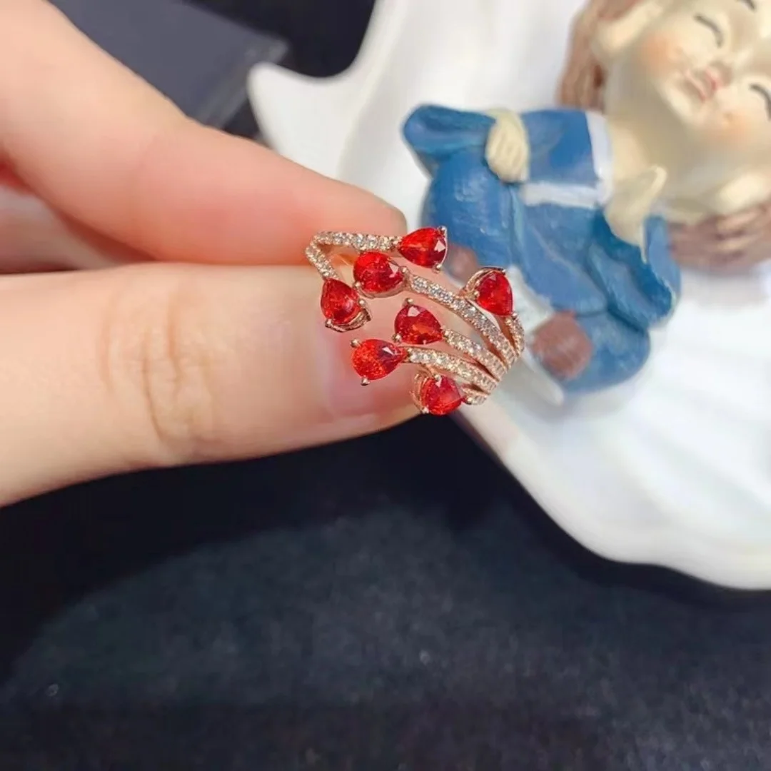 KJJEAXCMY S925 Sterling Silver Women's Ring | Exquisitely Inlaid Natural Red Sapphire | 3*4MM Main Stone, Gem Testing Supported