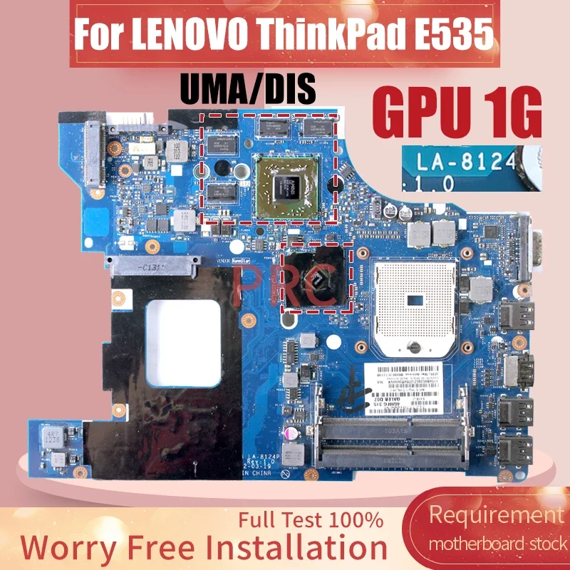 

LA-8124P For LENOVO ThinkPad E535 Laptop Motherboard 04W4017 04W4332 04Y1190 UMA or DIS 216-0833000 1G Notebook Mainboard