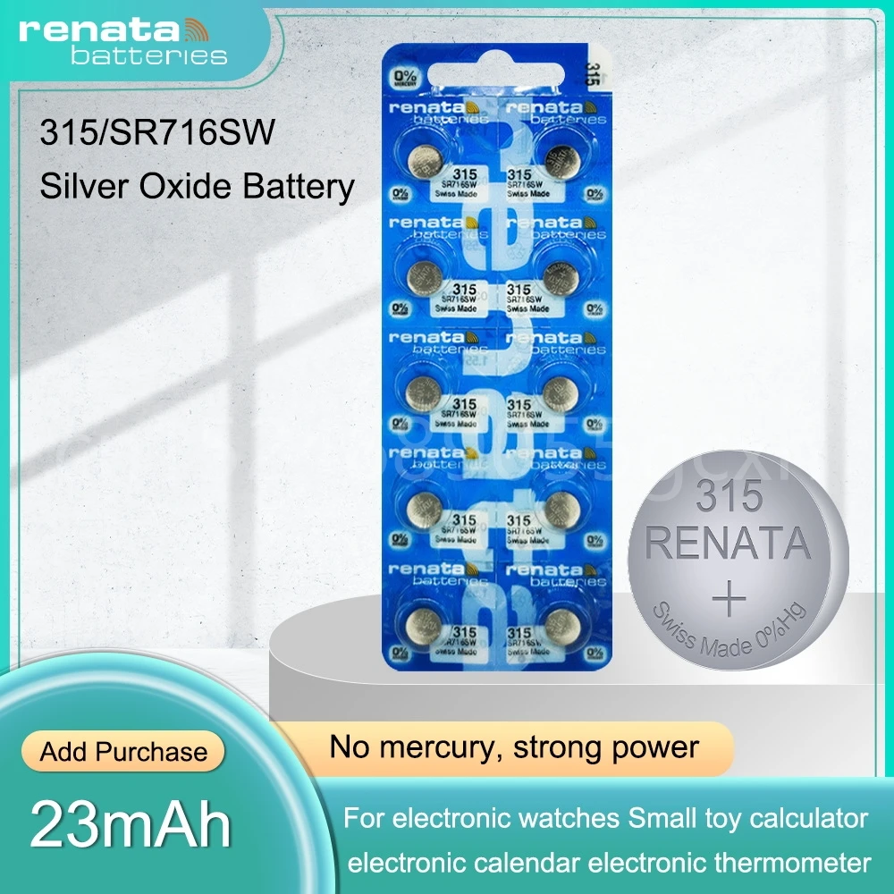 New Renata 315 SR716SW SR716 EP2012 D315 V315 1.55V Silver Oxide Battery for Watch Toy Scale Button Cell Swiss Made