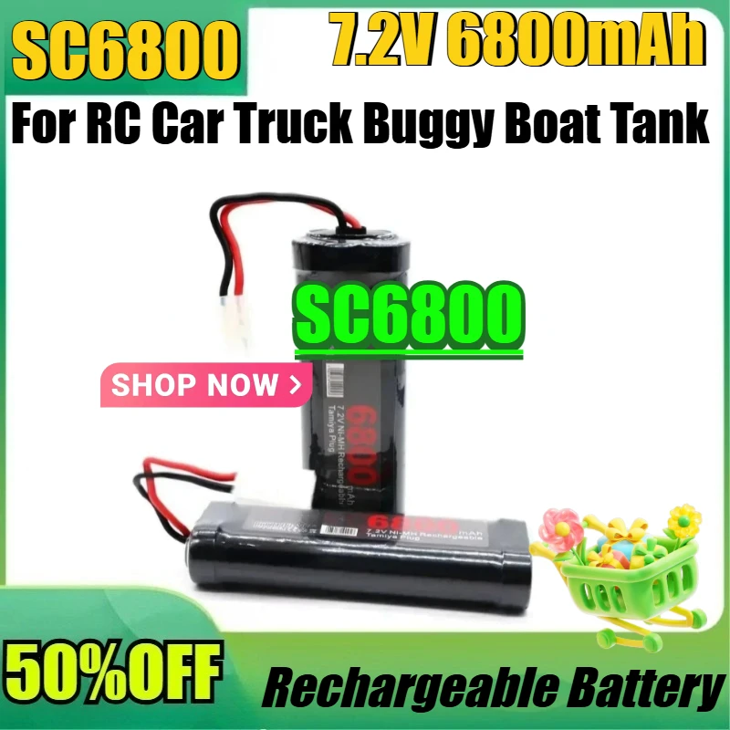 

For RC Car Truck Buggy Boat Tank 7.2V Ni-Mh high capaBaterias With Tamiya Plug New 7.2V 6800mAh Ni-MH SC6800 Battery Pack