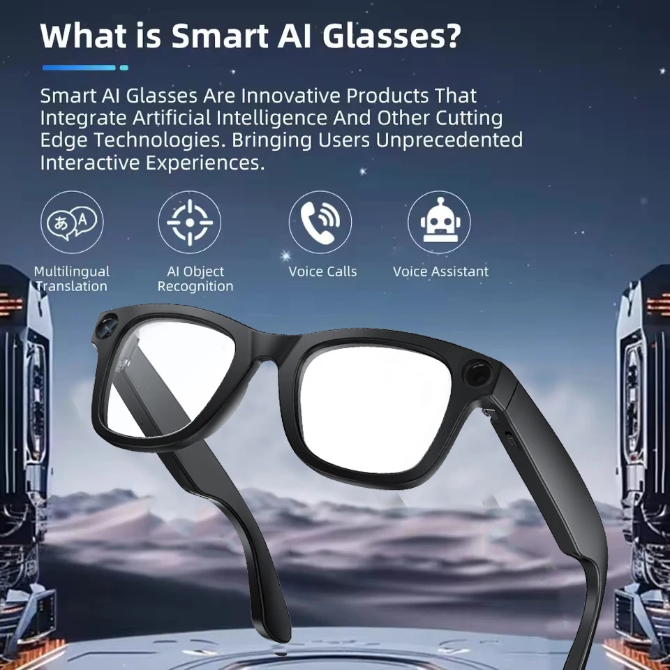

New 1080P HD 800W Pixel Taking Double Lens Smart Glasses Video Record Touch Control Type-C Interface Bluetooth Call SmartGlasses