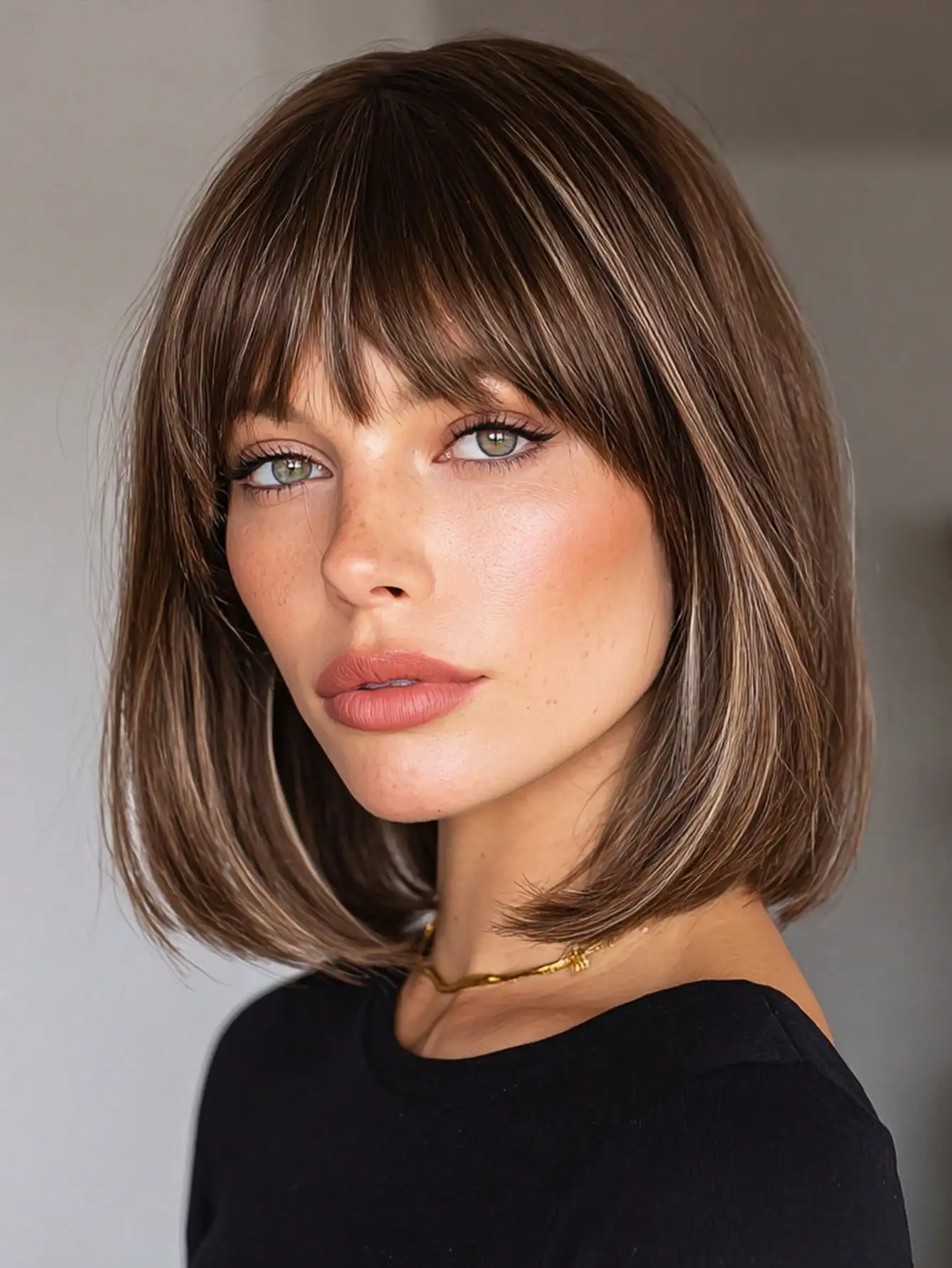 

Короткий прямой парик темно-коричневого цвета с бежевыми прядями и челкой, с розовым кружевом, синтетический, подходит для повседневной носки/вечеринок/праздников