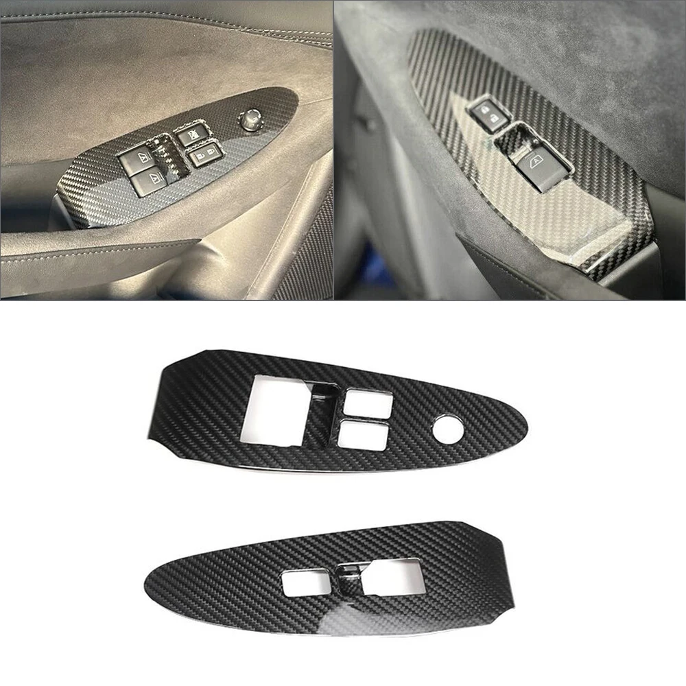 Real Carbon Fiber Interior Door Window Button Cover Switch Lift Trim For Nissan 400Z Fairlady Z RZ34 400Z 2022-2024