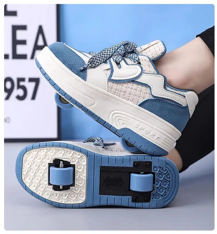 

2 Wheels Roller Skate Shoes,Kids Boys Girls Outdoor Parkour roller skates ,Children's gift, Walking shoes kids sneakers