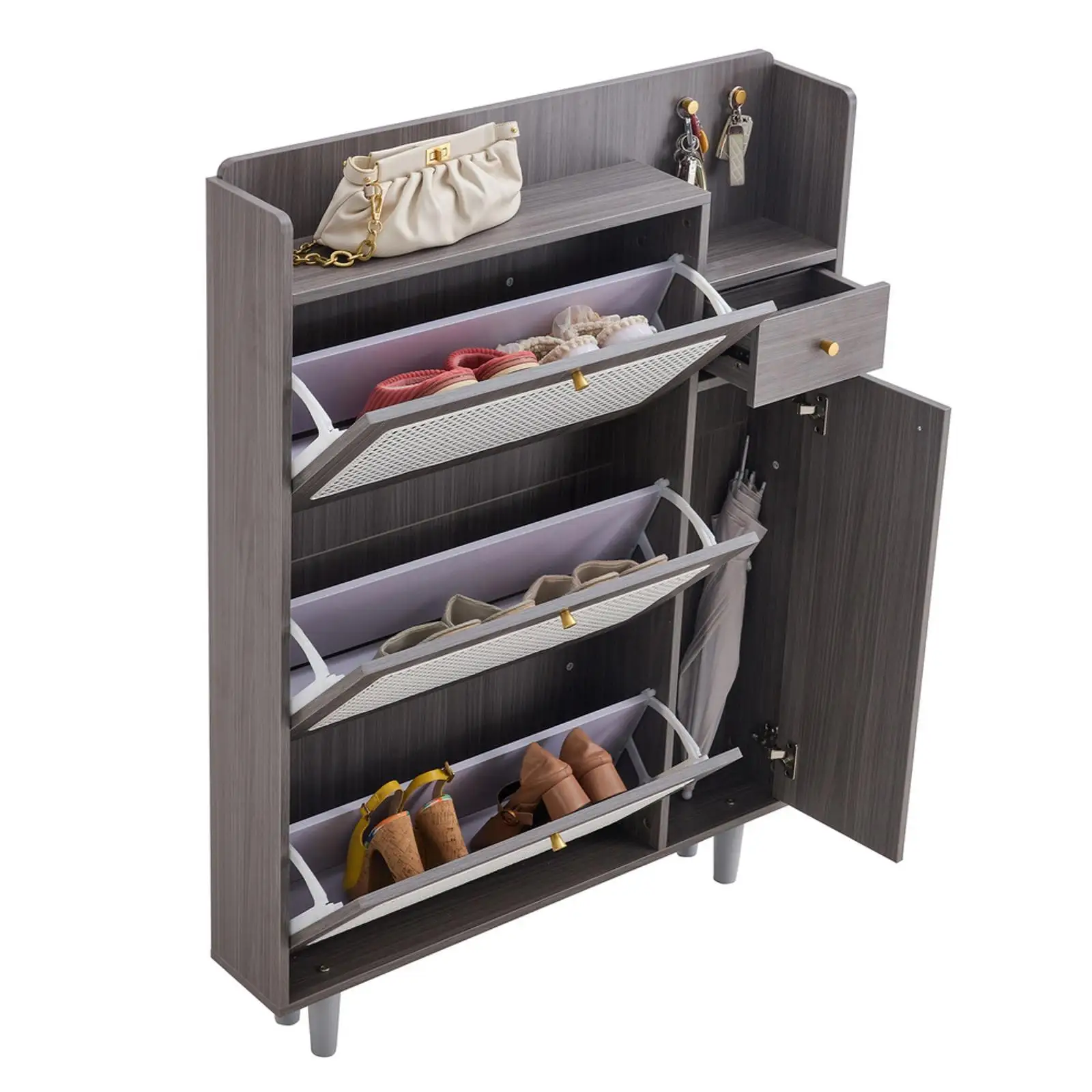 Modern minimalist storage cabinet, Japanese rattan shoe cabinet, bed top