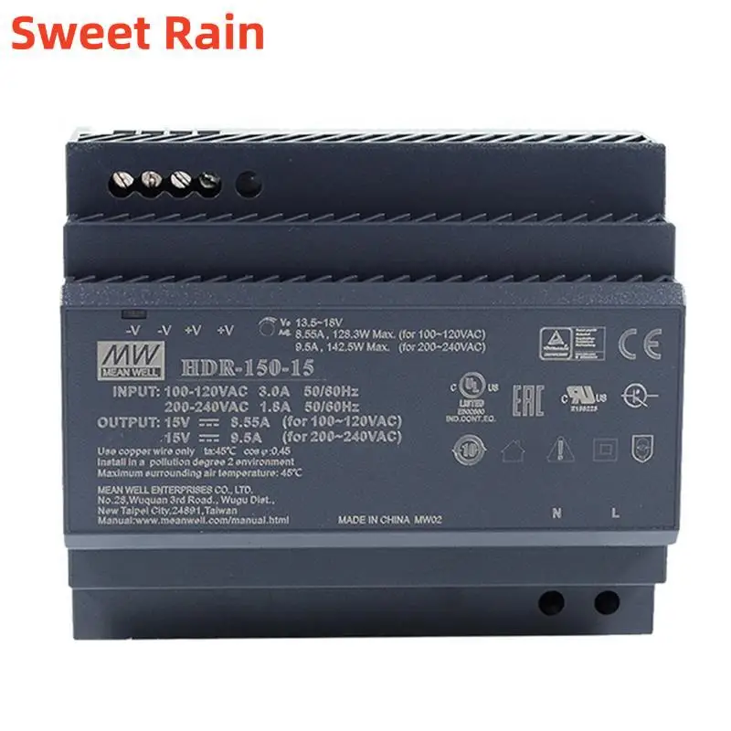 

MEAN WELL 150W 12V 15V 24V 48V DIN Rail Slim Power Supply HDR-150-12 HDR-150-15 HDR-150-24 HDR-150-48