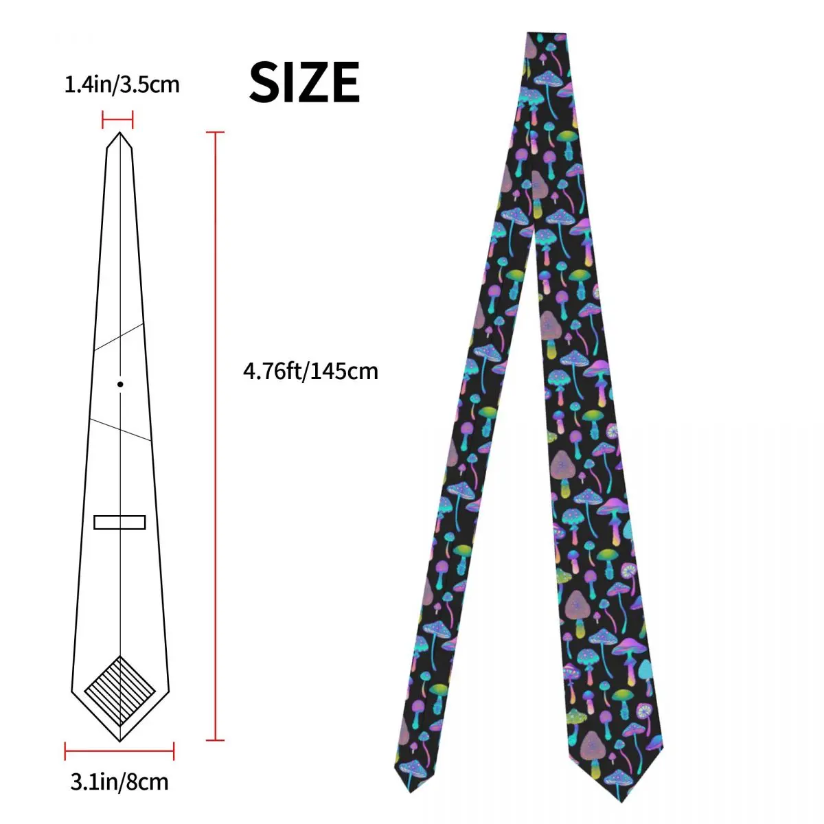 Magic Mushrooms Vintage Unisex Neckties Casual Polyester 8 cm Narrow Psychedelic Neck Tie Mens Suits Accessories Gravatas Party